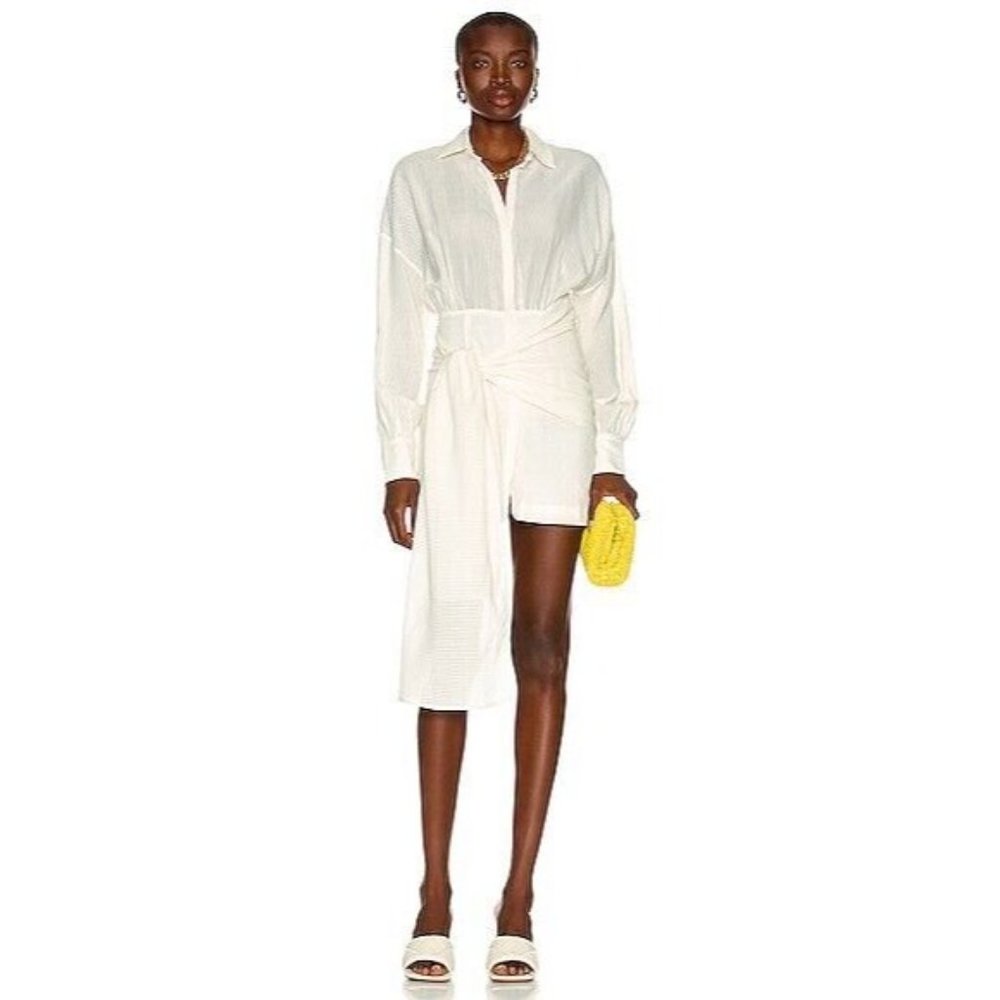Atoir Ava Dress Natural White Mini Long Sleeve Tie Front - Picture 3 of 6